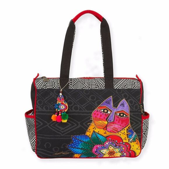 Laurel Burch Brights Mara Cat Medium Tote w/side pockets - Picture 2 of 16